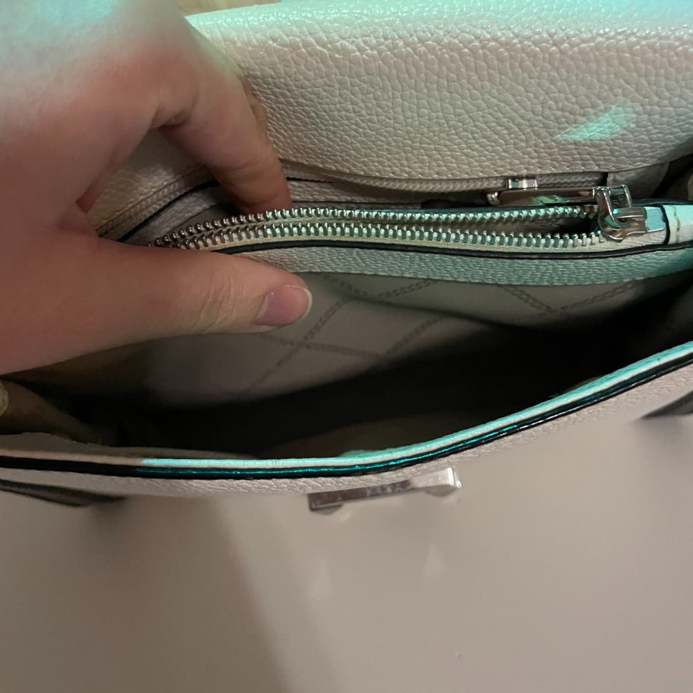 MICHAEL KORS Black & White (B&W) Leather Crossbody Handbag with Silver Hardware - Picture 6 of 11